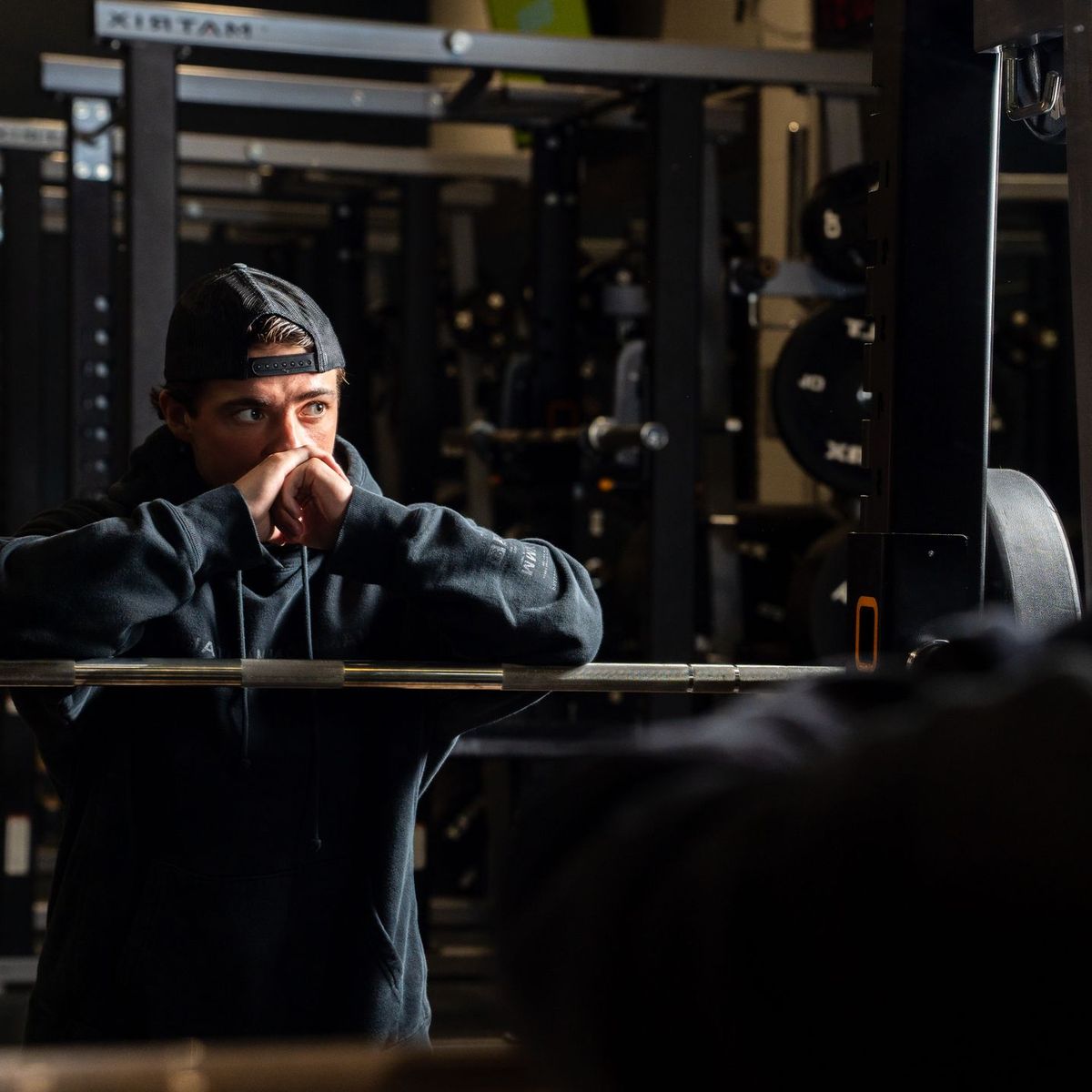Member setting up for a lift at Fit 4 U Gym